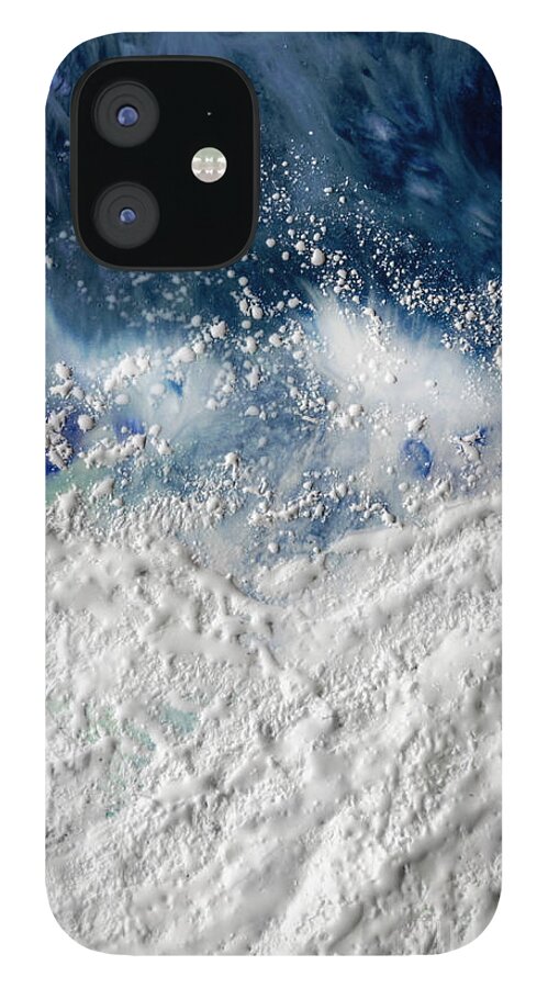 Encaustic iPhone 12 Case featuring the painting Sea Foam by Anita Thomas