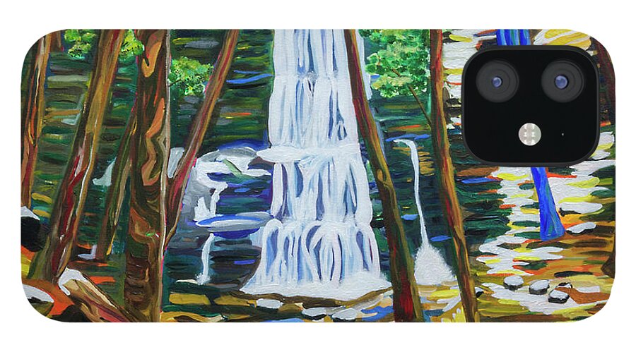 Branch iPhone 12 Case featuring the painting Seeking Comfort at Sherman Falls by Anita Thomas