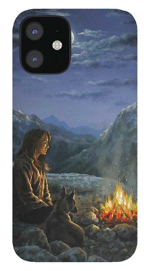 Woman iPhone 12 Case featuring the painting Seeking Solace by Kim Lockman