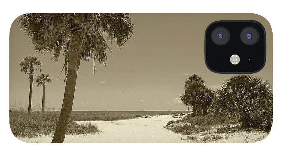 Landscape iPhone 12 Case featuring the photograph Sepia Beach by Jeanne Forsythe