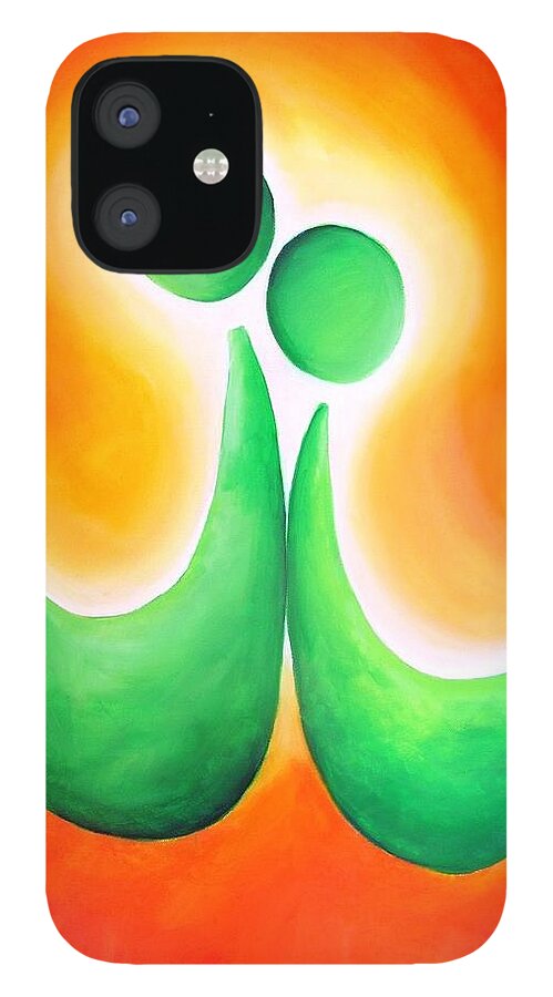 Orange iPhone 12 Case featuring the painting Siblings... support system by Jennifer Hannigan-Green
