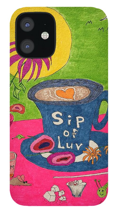  iPhone 12 Case featuring the painting Sip of Luv by Lew Hagood