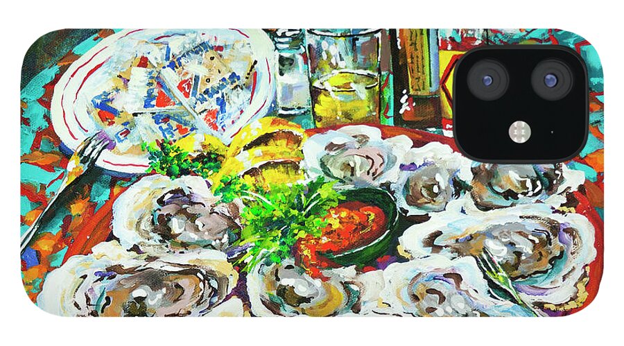 New Orleans Art iPhone 12 Case featuring the painting Slap dem Oysters by Dianne Parks