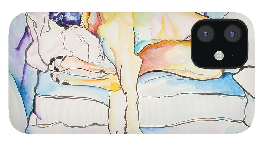 Great Dane iPhone 12 Case featuring the painting Sleeping Beauty by Pat Saunders-White