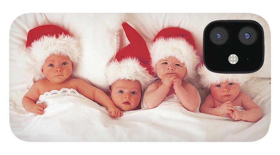 Holiday iPhone 12 Case featuring the photograph Sleepy Santas by Anne Geddes
