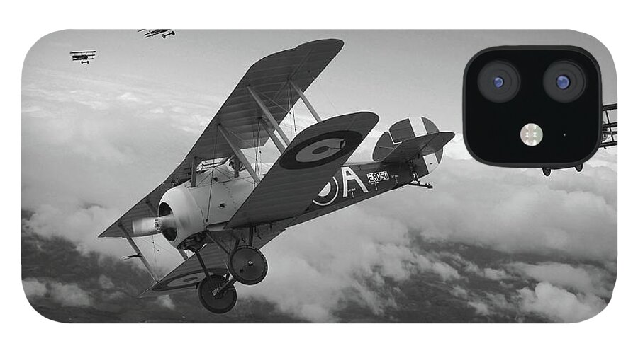 Wwi iPhone 12 Case featuring the digital art Slipping The Reaper - Monochrome by Mark Donoghue