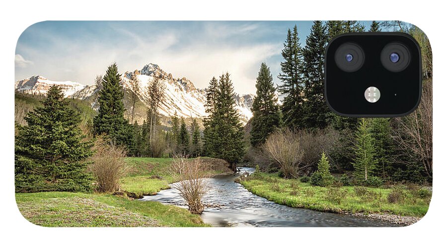 Sneffels iPhone 12 Case featuring the photograph Sneffels and Spring Stream by Denise Bush