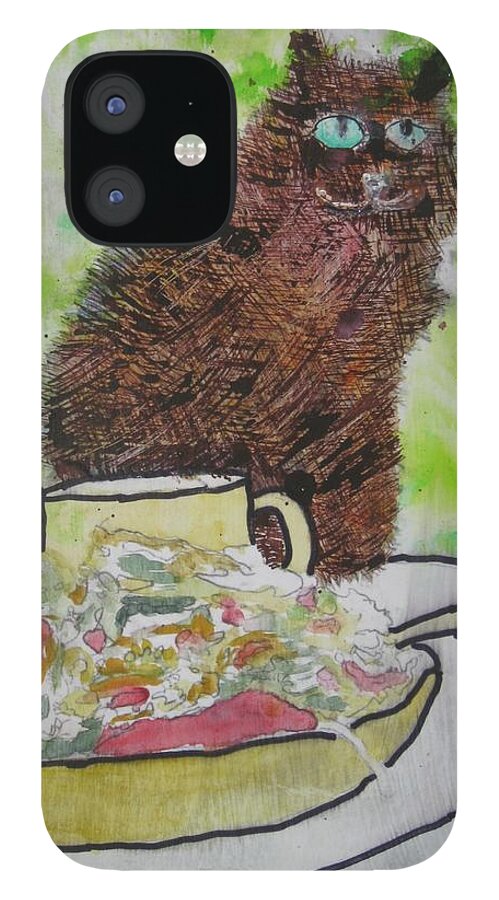 Green iPhone 12 Case featuring the painting So by AJ Brown