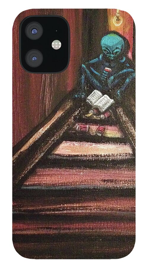 Solamente iPhone 12 Case featuring the painting Solamente Alien by Similar Alien