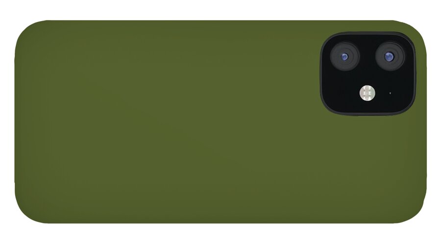 Solid Colors iPhone 12 Case featuring the digital art Solid Olive Green Color Decor by Garaga Designs