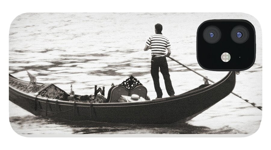 Europe iPhone 12 Case featuring the photograph Solitary Gondolier by Vicki Hone Smith