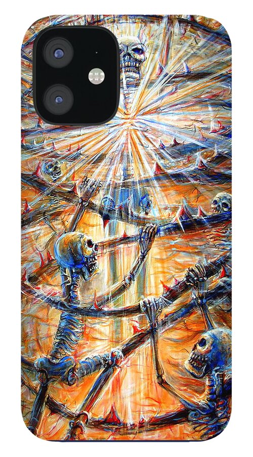 Skeletons iPhone 12 Case featuring the painting Soul Evolution by Heather Calderon