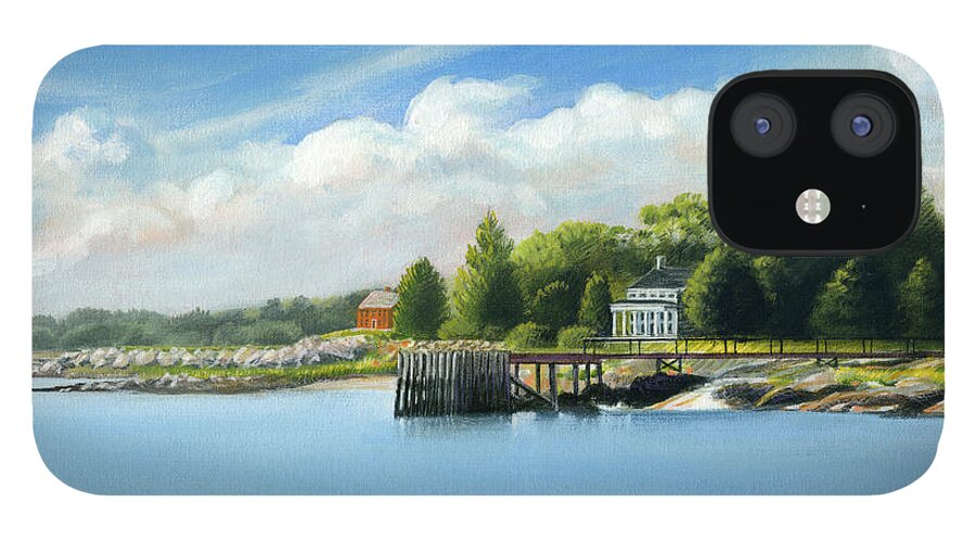 Deecken iPhone 12 Case featuring the painting Southport Harbor by John Deecken