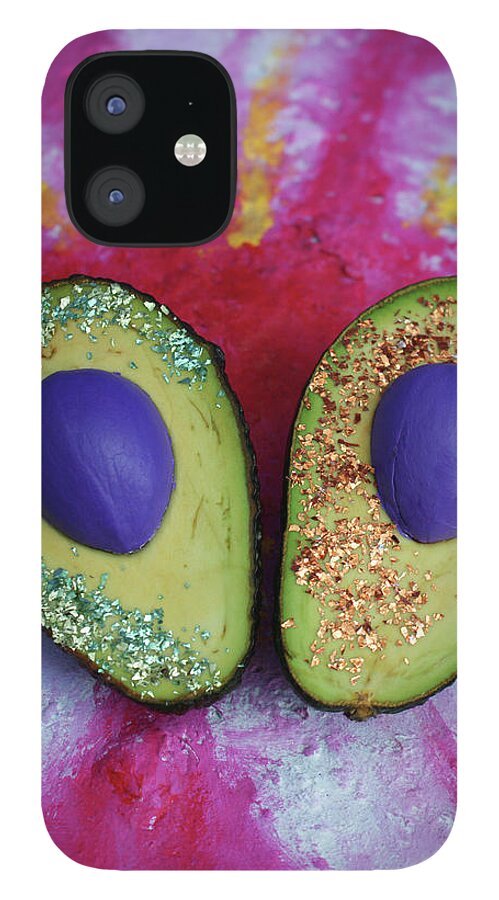Spaceocados Space Avocado iPhone 12 Case featuring the mixed media Spaceocados 1 by Judy Henninger