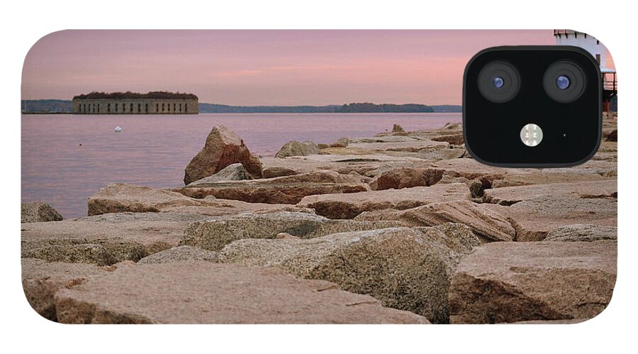 Spring Point Ledge Lighthouse iPhone 12 Case featuring the photograph Spring Point and Fort Gorges by Colleen Phaedra