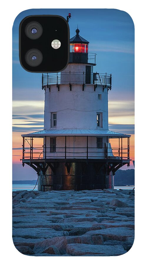 Maine iPhone 12 Case featuring the photograph Spring Point Ledge Light Blue Hour II by Colin Chase