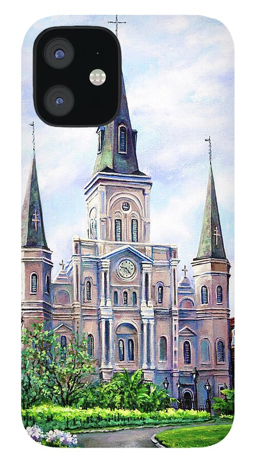 New Orleans Art iPhone 12 Case featuring the painting St. Louis Cathedral by Dianne Parks