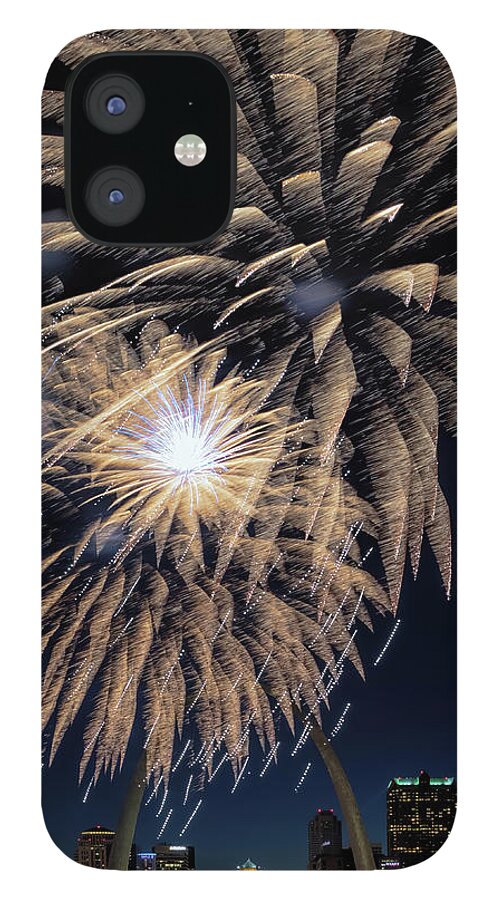 Fireworks iPhone 12 Case featuring the photograph St Louis Celebration by Susan Rissi Tregoning