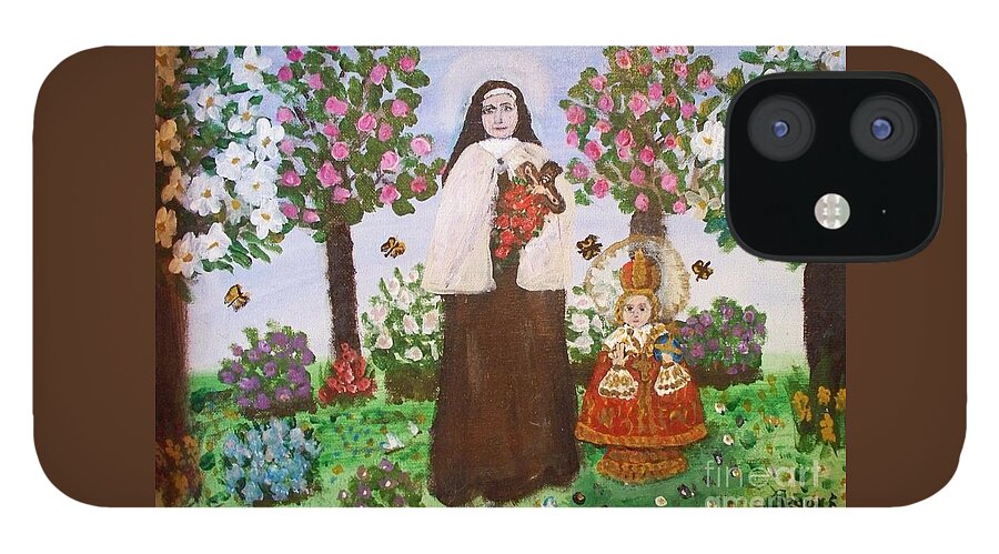 St. Therese And The Infant Jesus iPhone 12 Case featuring the painting St. Therese and The Infant Jesus by Seaux-N-Seau Soileau