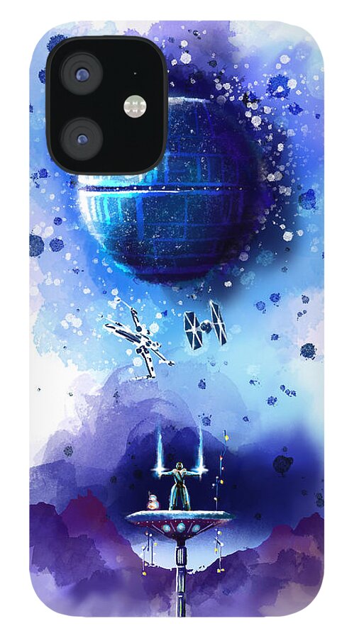 Star iPhone 12 Case featuring the painting Star Wars - A New Hope Awakens by Nelson Ruger