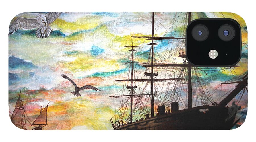 Ships iPhone 12 Case featuring the painting Starboard Flight by Vallee Johnson