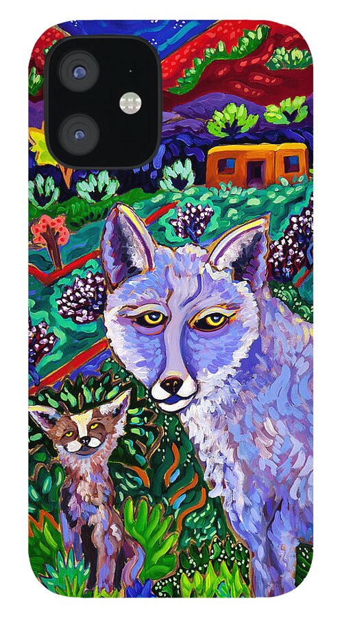 Coyotes iPhone 12 Case featuring the painting Stargazers by Cathy Carey