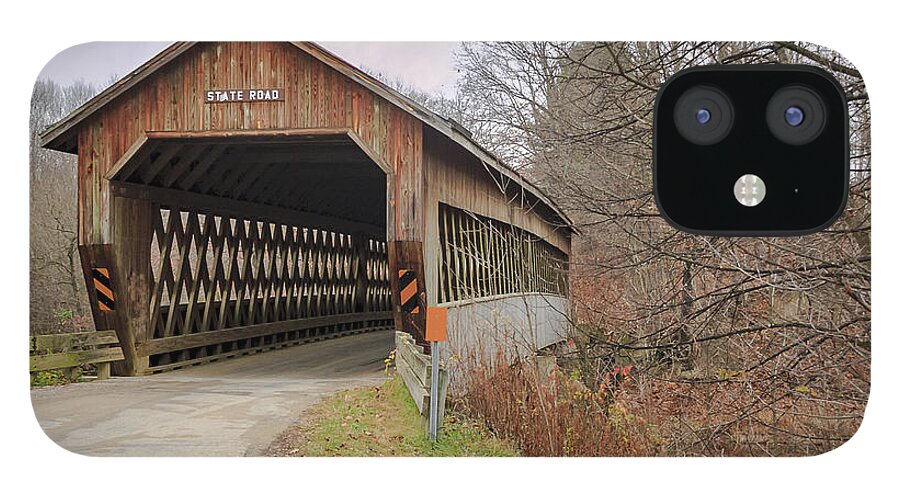 America iPhone 12 Case featuring the photograph State Road Covered Bridge by Jack R Perry