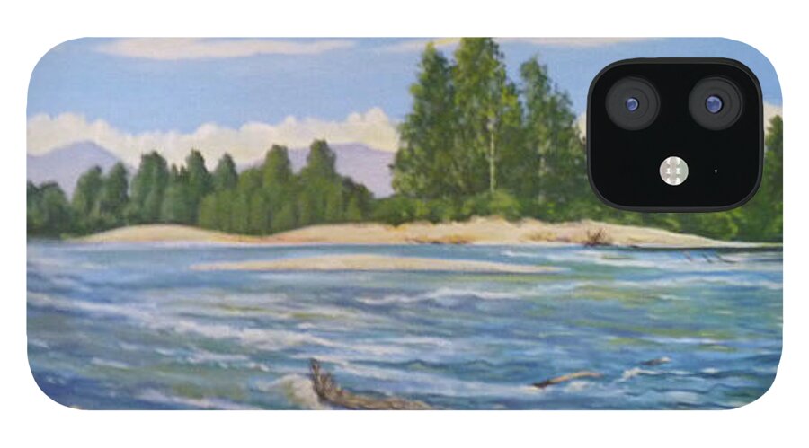 Landscape iPhone 12 Case featuring the painting Stillaguamish River by Stan Chraminski