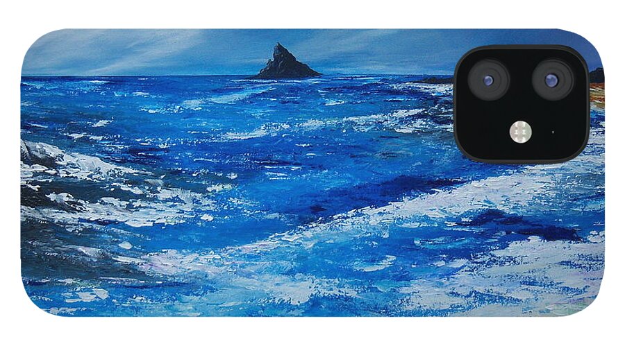 Skellig iPhone 12 Case featuring the painting Storm to the East of the Skellig by Conor Murphy