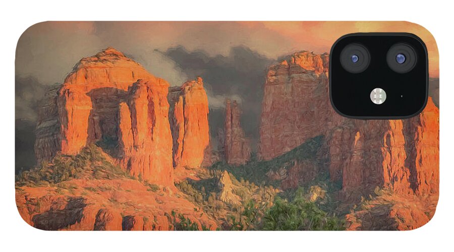 Arizona iPhone 12 Case featuring the photograph Stormy Sedona Sunset by Teresa Wilson