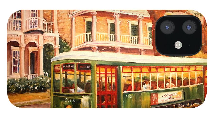 New Orleans iPhone 12 Case featuring the painting Streetcar in the Garden District by Diane Millsap