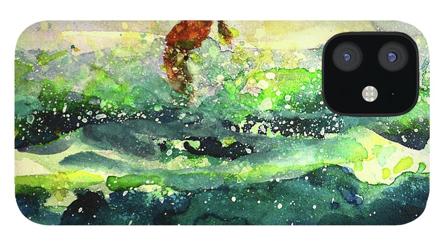 Surfer Art iPhone 12 Case featuring the painting Study of a surfer 1 by Julianne Felton