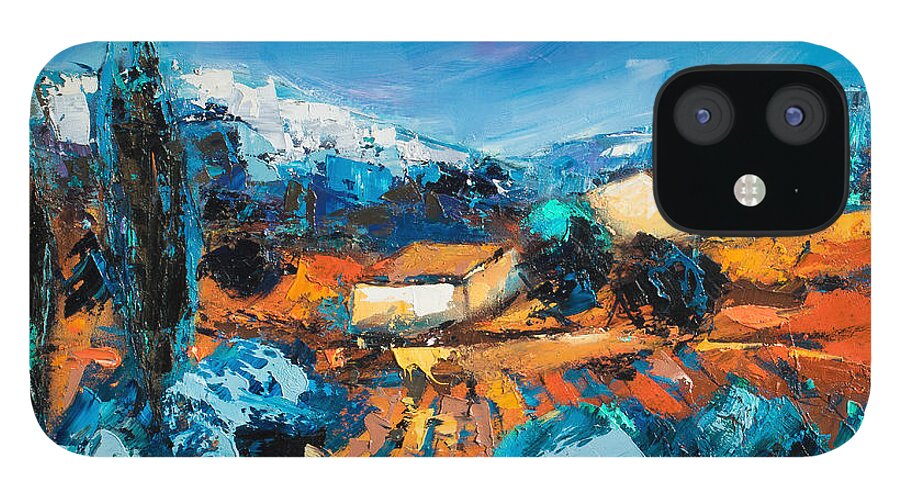 Landscape iPhone 12 Case featuring the painting Sulla Collina by Elise Palmigiani