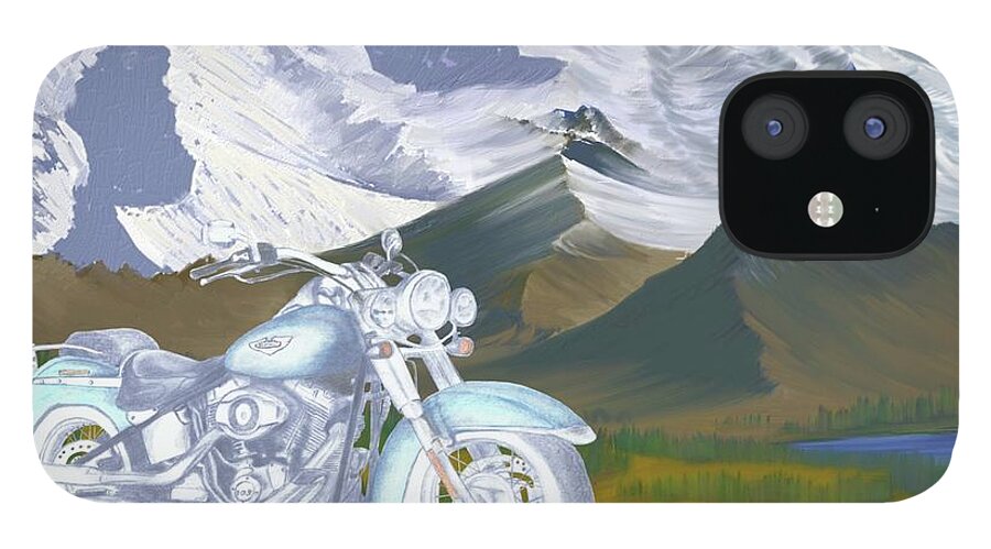 Motorcycle iPhone 12 Case featuring the drawing Summer Ride by Terry Frederick