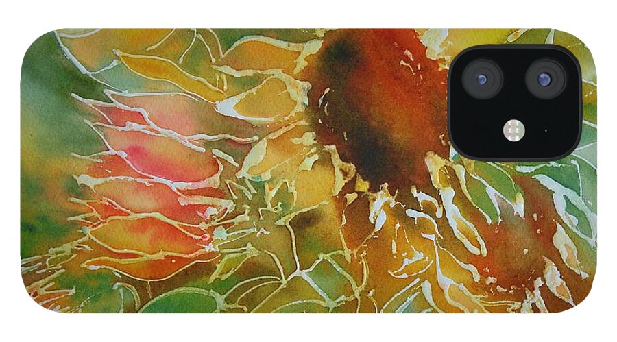 Watercolor iPhone 12 Case featuring the painting Sun Fun by Tara Moorman