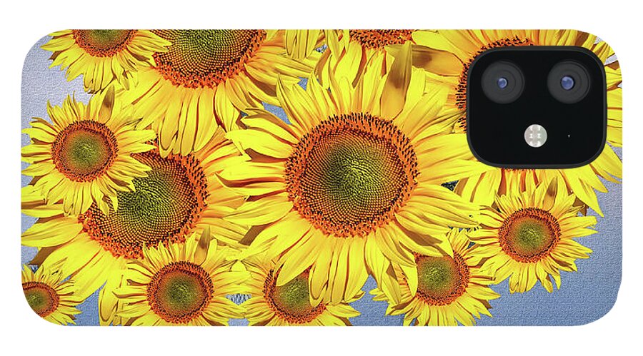 Sunflower iPhone 12 Case featuring the digital art Sunflower Tree by Daliana Pacuraru