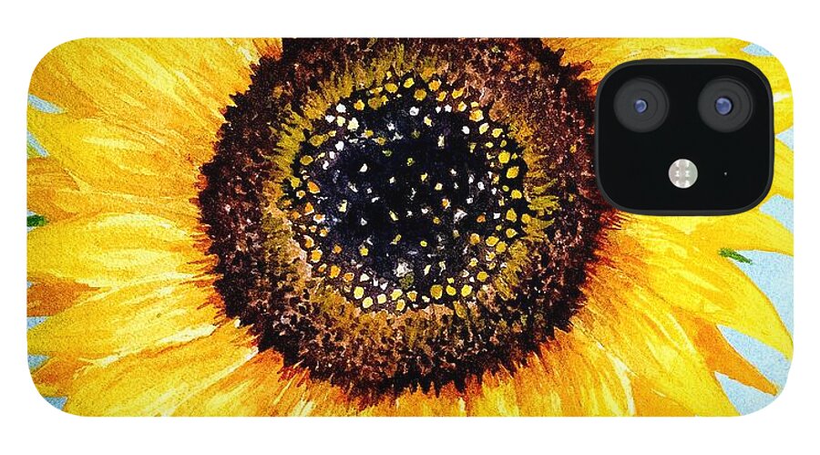 Sunflower iPhone 12 Case featuring the painting Sunny by Marlene Schwartz Massey