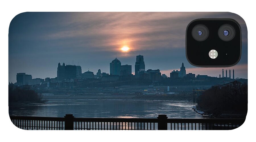 Skyline iPhone 12 Case featuring the photograph Sunrise from Kaw Point by Jeff Phillippi