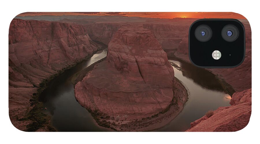 Sunset iPhone 12 Case featuring the photograph Sunset at Horseshoe Bend by Susan Rissi Tregoning