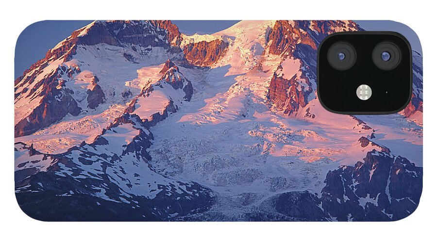 Sunset iPhone 12 Case featuring the photograph 1M4876-Sunset on Mt. Rainier by Ed Cooper Photography