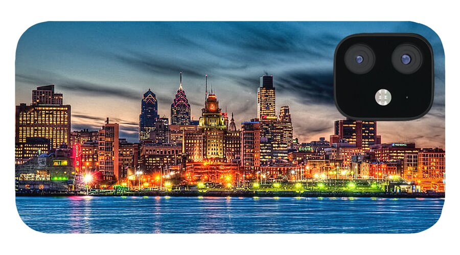 Photography iPhone 12 Case featuring the photograph Sunset over philadelphia by Louis Dallara