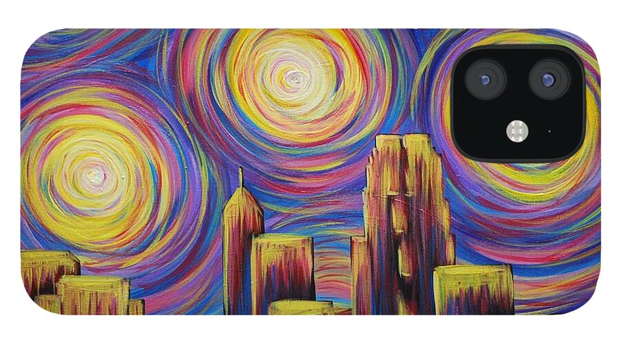Raleigh iPhone 12 Case featuring the painting Sunset over Raleigh by Emily Page
