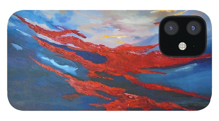 Sunset iPhone 12 Case featuring the painting Sunset over the islands of Ireland by Conor Murphy