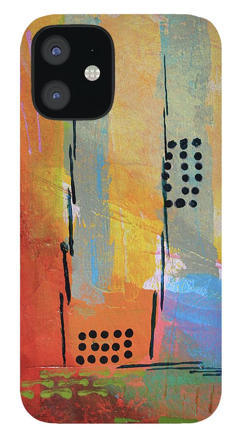 Abstract iPhone 12 Case featuring the mixed media Sunset Park by April Burton