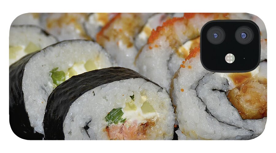 Sushi iPhone 12 Case featuring the photograph Sushi Rolls From Home by Carolyn Marshall