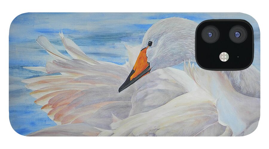Swan iPhone 12 Case featuring the painting Swan Lake by John Neeve