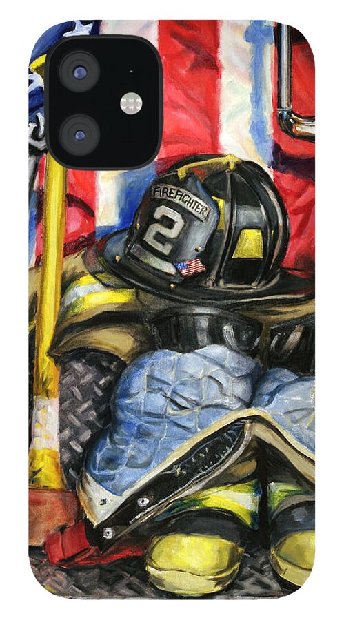 Firefighting iPhone 12 Case featuring the painting Symbols Of Heroism by Paul Walsh