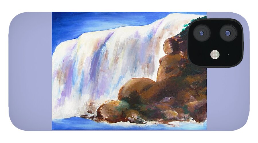 Waterfall iPhone 12 Case featuring the painting Taking in the View by Jennifer Hannigan-Green