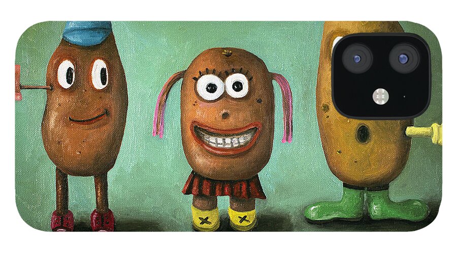 Mr. Potato Head iPhone 12 Case featuring the painting Tater Tots by Leah Saulnier The Painting Maniac