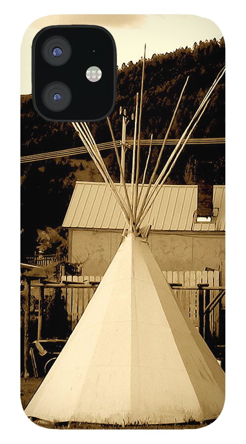 Teepee In Montana iPhone 12 Case featuring the digital art Teepee in Montana by Karen Francis
